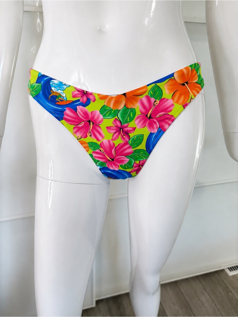 💦 FRANKIES BIKINIS NWT Neon Surfer Enzo High Rise Bottom Y2K Tropical Sz Medium